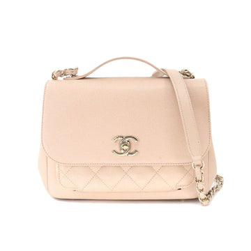 CHANEL Matelasse 2way Hand Chain Shoulder Bag Caviar Skin Beige