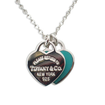 TIFFANY 925 Enamel Return to  Double Heart Tag Pendant