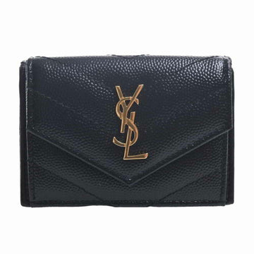 SAINT LAURENT leather monogram tiny tri-fold wallet 505118 black