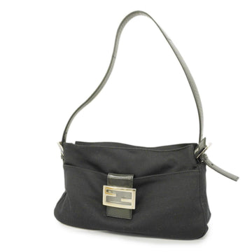 FENDI shoulder bag nylon black silver hardware ladies