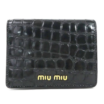 Miu MIUMIU bi-fold wallet embossed leather black ladies 5MV204
