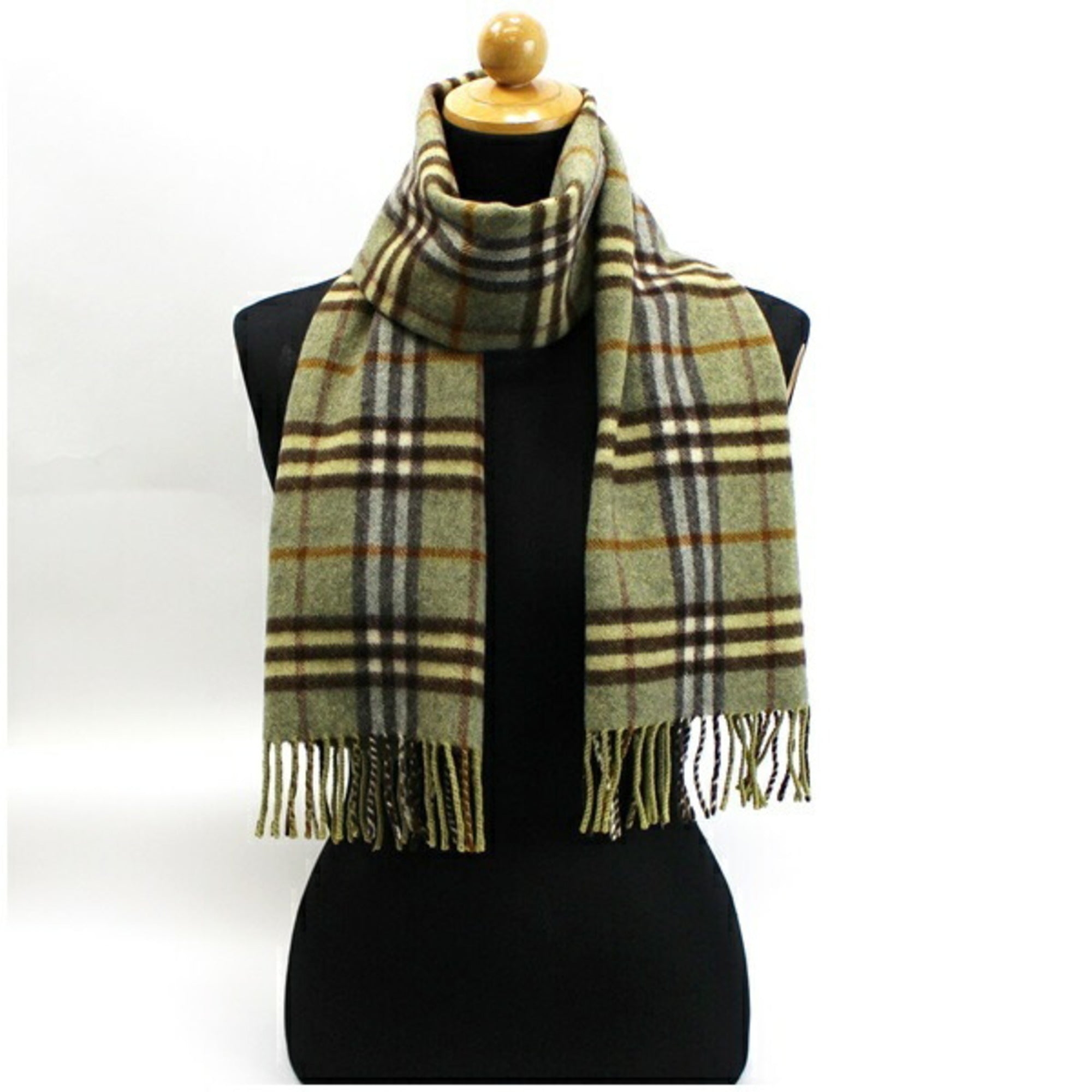 BURBERRY's of London cashmere muffler khaki x check 150 30 cm S OF LON