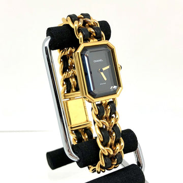 CHANEL Premiere M gold black dial quartz watch ladies