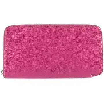 HERMES Azap Silk In Vaux Epsom Pink P Women's Long Wallet