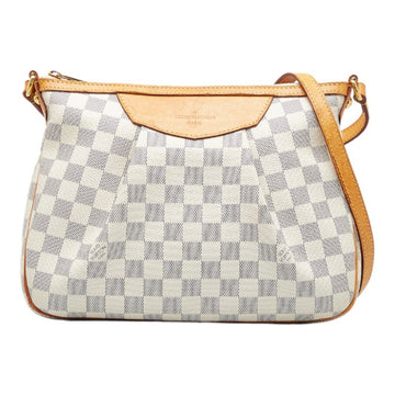 LOUIS VUITTON Damier Azur Syracuse PM Shoulder Bag N41113 White PVC Leather Women's