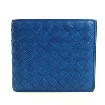 Bottega Veneta Intrecciato Unisex Leather Bill Wallet (bi-fold) Blue