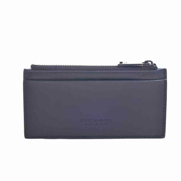 BOTTEGA VENETA intrecciato leather card case coin black blue