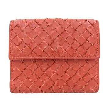 BOTTEGA VENETA Intrecciato Leather W Bi-Fold Wallet - Red