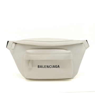 BALENCIAGA EVERYDAY Belt Back Waist Pouch Body Bag Hip Leather White 552375