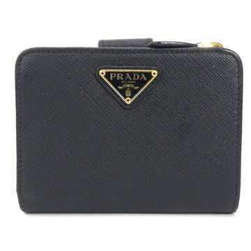 PRADA bifold wallet leather black ladies