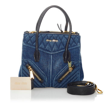 Miu Miu Miu biker handbag shoulder bag RN1032 blue leather ladies MIUMIU