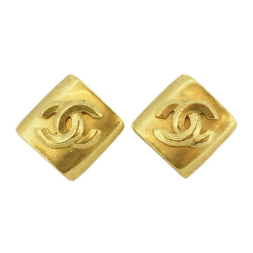 CHANEL Earrings Vintage Coco Mark Diamond GP Plated Gold 96P Ladies