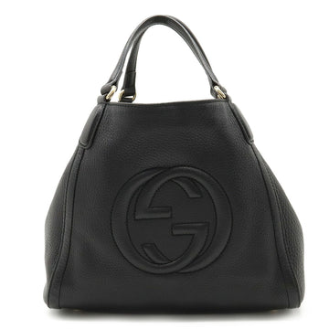 GUCCI Soho Interlocking G Handbag Tassel Leather Black 336751