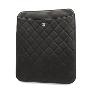 CHANELAuth  Matelasse Tablet Case Leather Black