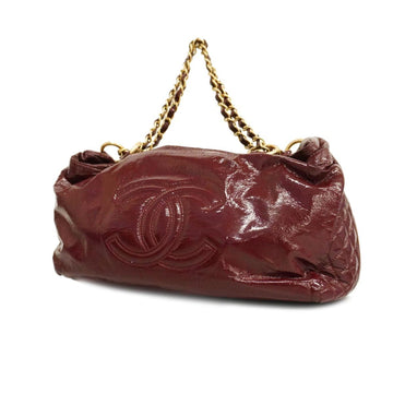 CHANEL Shoulder Bag Chain Patent Leather Bordeaux Women's