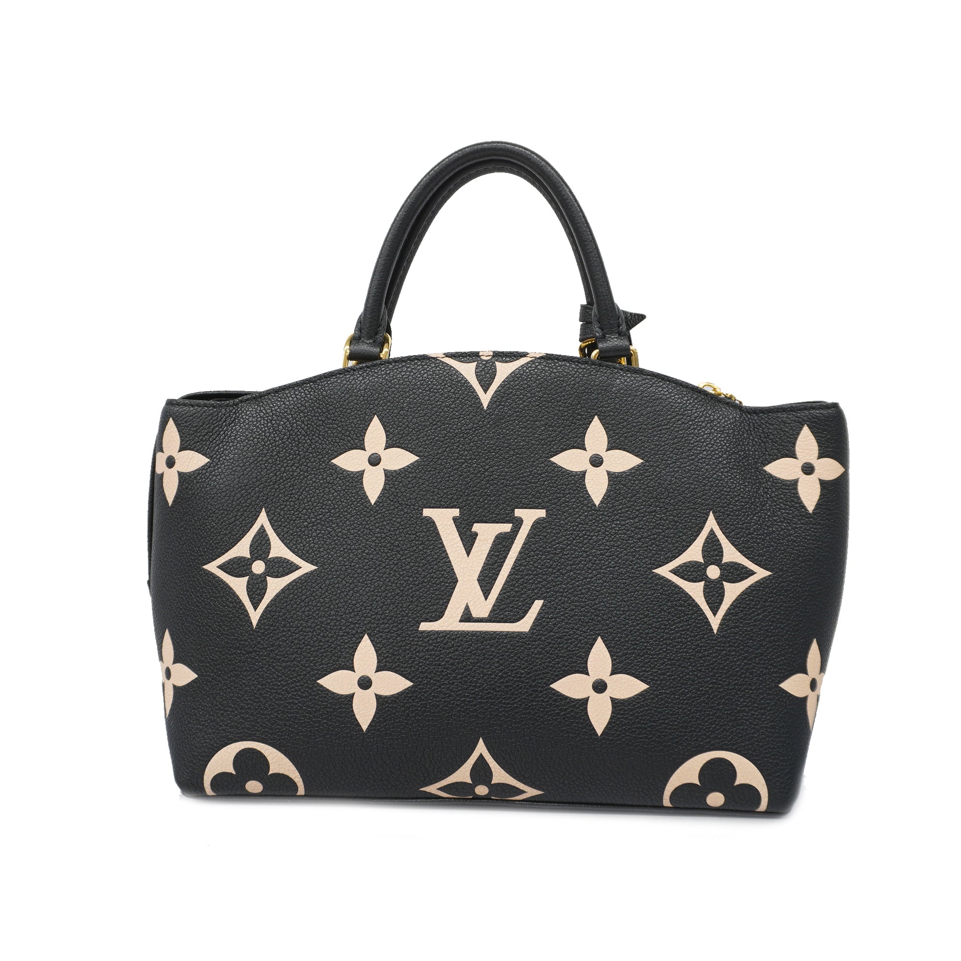 Louis Vuitton Monogram Implant Petit Palais PM Black Beige M58913 Women's Leather Bag