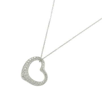 TIFFANY&Co. Open Heart 22mm Diamond Necklace 41cm Pt Platinum