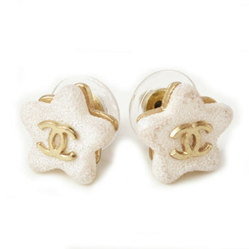 Chanel Earrings CHANEL Star Motif/Coco Mark/CC White/Gold