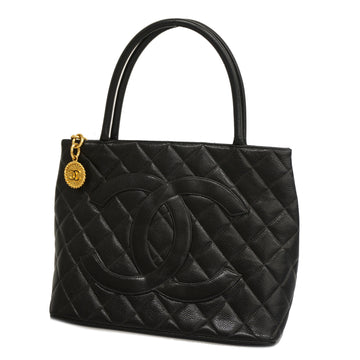 CHANELAuth  Reprint Tote Women's Caviar Leather Black