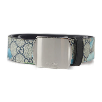 GUCCI GG Blooms belt 546375 Notation size 105 PVC leather Blue system multicolor Silver metal fittings Flower floral pattern