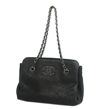 CHANELAuth  Wild Stitch Shoulder Bag Women's Leather Black