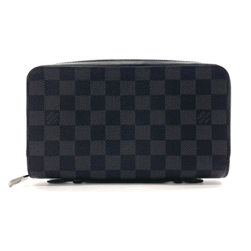 LOUIS VUITTON Zippy XL Used Long Wallet Damier Graphite Canvas  N41503 Men's Black