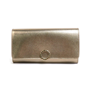 BVLGARI long wallet/coated leather gold unisex