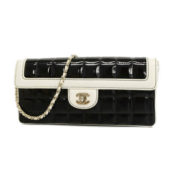 CHANELAuth  Chocolate Bar ChainShoulder Bag Women's Patent Leather Black,White