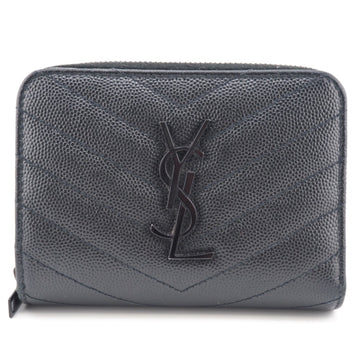 SAINT LAURENT/ V Stitch Caviar Skin Bifold Wallet Black Ladies