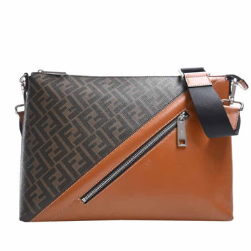 FENDI Leather Zucca Pattern Bag Shoulder 7V70 Brown PVC