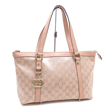 GUCCI Tote Bag Abby GG Crystal Women's Pink Coated Canvas Leather 141470