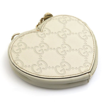 GUCCI Coin Case sima Heart Leather Ivory Gold Ladies 152615