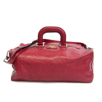 GUCCI 587866 Men,Women Leather Boston Bag,Handbag Red Color