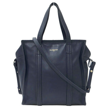 BALENCIAGA Bag Women's Handbag Shoulder 2way Leather Bazaar Shopper S Navy 443096