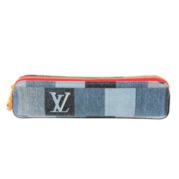 LOUIS VUITTON Truth Elizabeth Pencil Case Pouch Pen GI0444 SN4159 Damier Denim Patchwork Men's Women's Blue