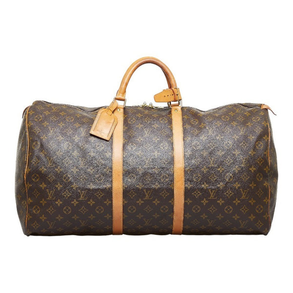 Auth Louis Vuitton Monogram Macassar Keepall Bandouliere 55 M56714 Boston  Bag