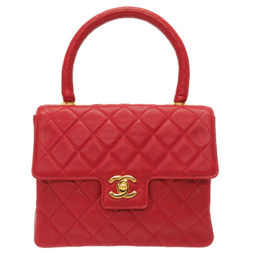 Chanel Lambskin Red Matelasse Coco Mark Turn Lock Handbag 0020 CHANEL