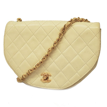 CHANELAuth  Matelasse Single Chain Women's Leather Shoulder Bag White