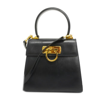 SALVATORE FERRAGAMOAuth  Gancini 2 Way Bag Leather Handbag,Shoulder Bag Black