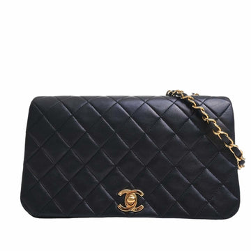 CHANEL Lambskin Matelasse Coco Mark Chain Shoulder Bag Black Ladies