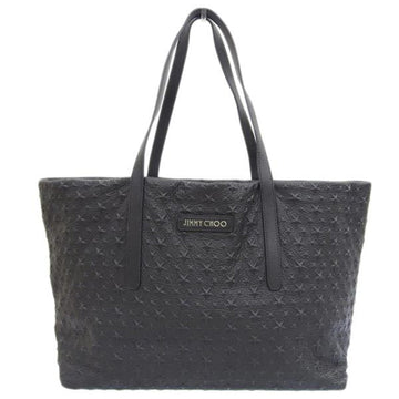 JIMMY CHOO Leather Star Embossed Tote Bag Black Ladies