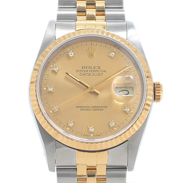 Rolex Datejust watch 16233G two tone champagne dial 10P diamond R serial men's