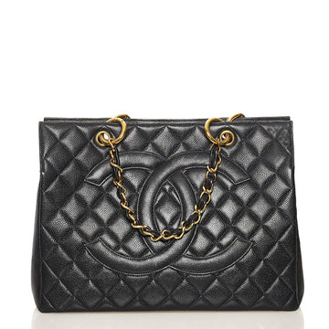 Chanel Matelasse Coco Mark Chain Handbag Black Caviar Skin Ladies CHANEL