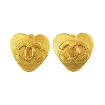 CHANEL earrings vintage here mark heart motif GP plated gold 95P ladies