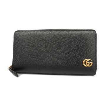 GUCCI[3za0890] Auth  bi-fold long wallet GG Marmont 428736 leather black gold metal