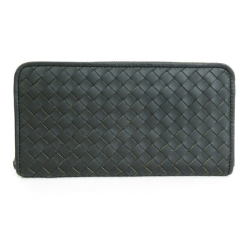 BOTTEGA VENETA BOTTEGAVENETA Round Zipper Long Wallet Intrecciato Leather Black Men's