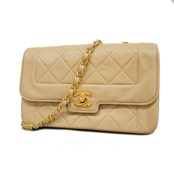 Chanel Matelasse Single Chain Lambskin Women's Leather Shoulder Bag Beige