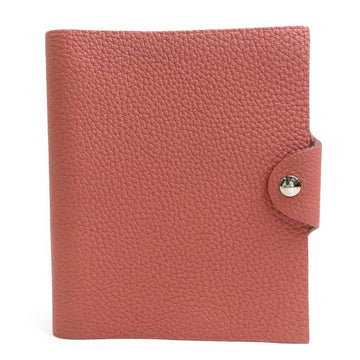 HERMES Notebook Cover Ulysse Leather Pink Beige Silver Unisex