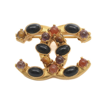 CHANEL brooch here mark with stone gold 01A