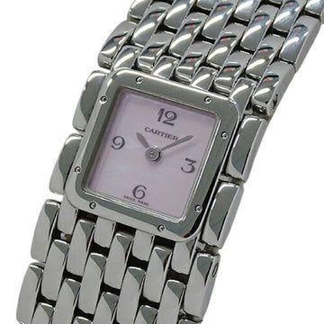 CARTIER Watch Ladies Panthere Ruban Pink Shell Quartz Stainless Steel SS W61003T9 Silver Polished